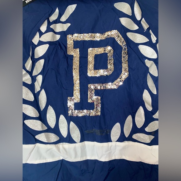 PINK Victoria's Secret Bling Dark Blue and White Windbreaker Jacket - Picture 14 of 14